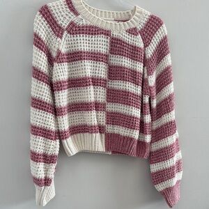Striped Pink and White Women's Sweater